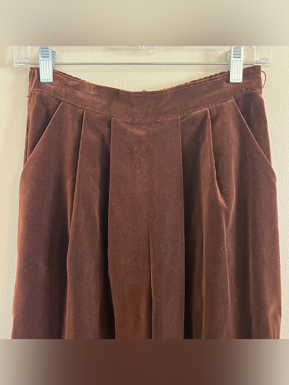 Vintage Brown Velvet Wide Leg Cropped Pant - Picture 3 of 14